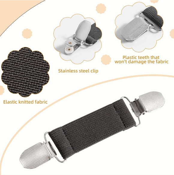 Adjustable Elastic Cinch Clip Straps in Multi-Color with Stretchy Fabric 6pc Set - Picture 3 of 7